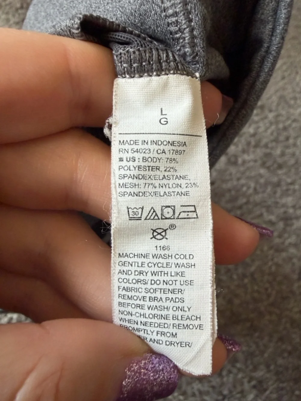 old navy Gray Racerback Sports Bra  size large - Picture 6 of 7